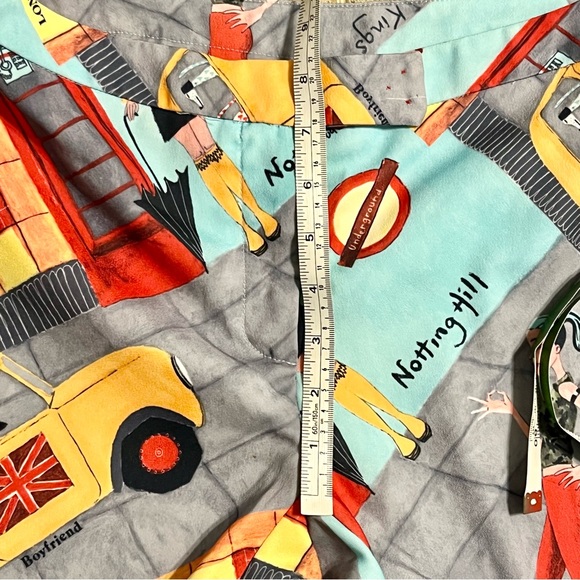 Ivy Jane Teal Yellow Red Notting Hill London Flared Leg Cropped Pants Women Sz 4 - Picture 9 of 15